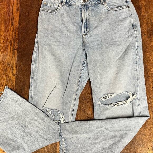 Garage Blue 90’s Straight Leg Jeans with Distressed Detailing - Picture 2 of 13